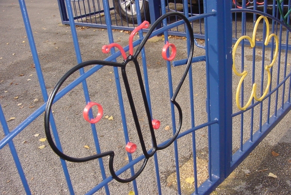 Unique crafted railings at local Stockport primary school, incorporating children's own designs